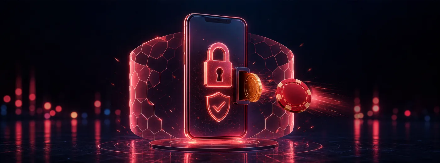 Zabezpečený mobilní telefon se zámkem při platbě v kasinu